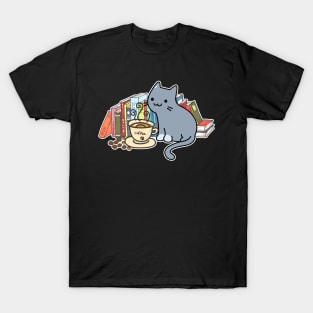 Thoughtful Whiskers - Cat Mews and Espresso Moments T-Shirt